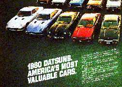 1980 DATSUNS. AMERICA'S MOST VALUABLE CARS.