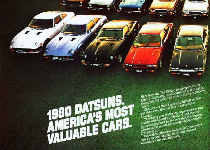 1980 DATSUNS.  AMERICA'S MOST VALUABLOE CARS.