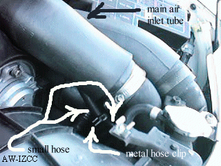 small hose under main inlet tube