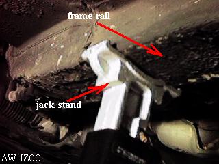 jack stand underneath frame rail